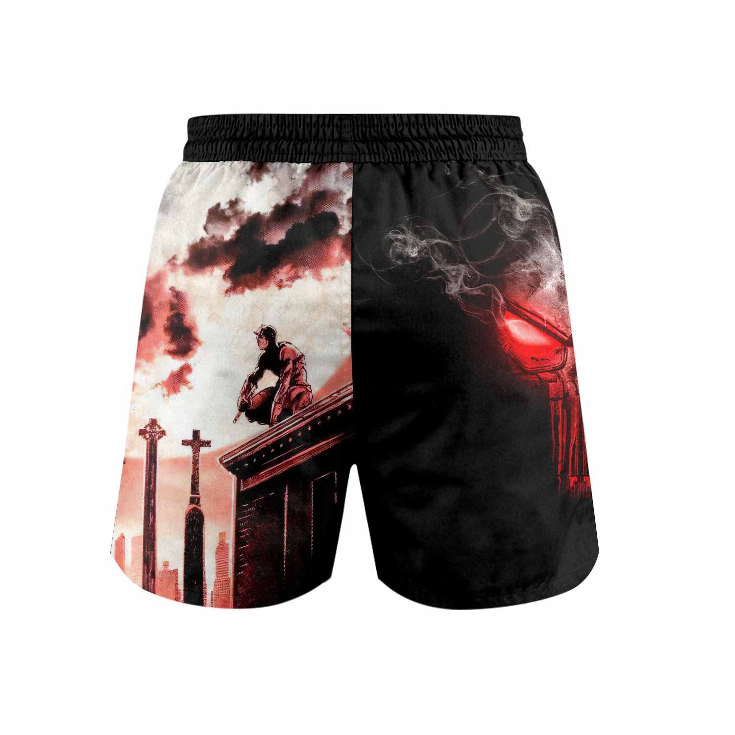 The Punisher Skull Frank Castle Grappling Shorts - back view mockup