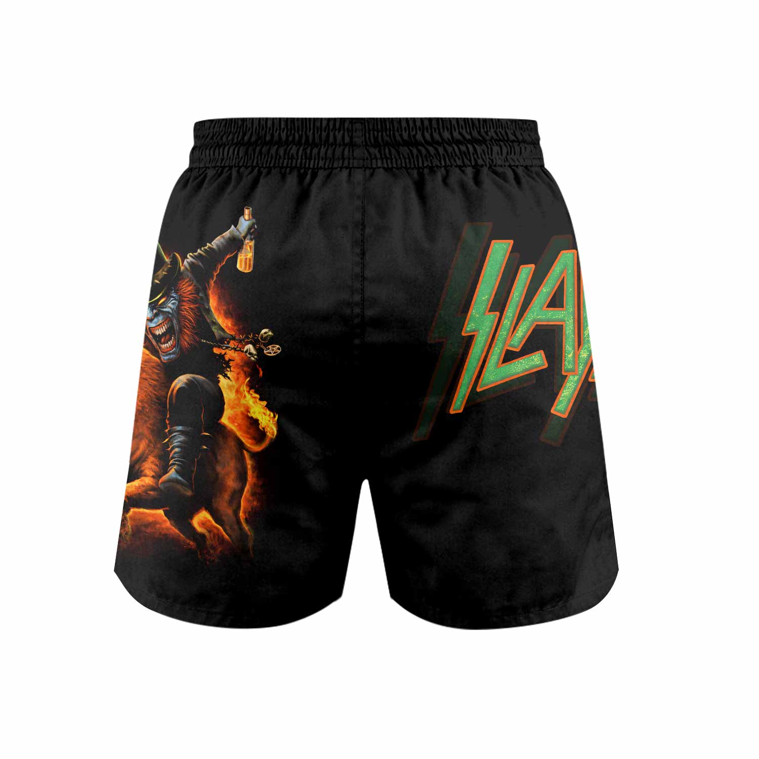 Slayer Hellfire Demon Grappling Shorts - back view mockup