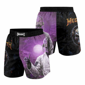 Megadeth Vic Rattlehead Grappling Shorts - front and back view