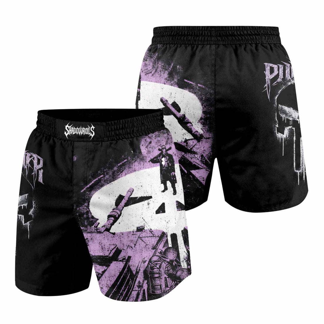 Punisher Final Verdict Grappling Shorts - front and back view