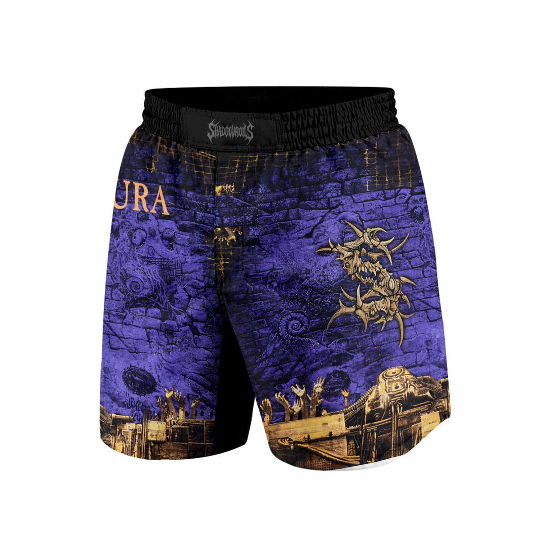 Sepultura Chaos A.D 90s Grappling Shorts - front and back view