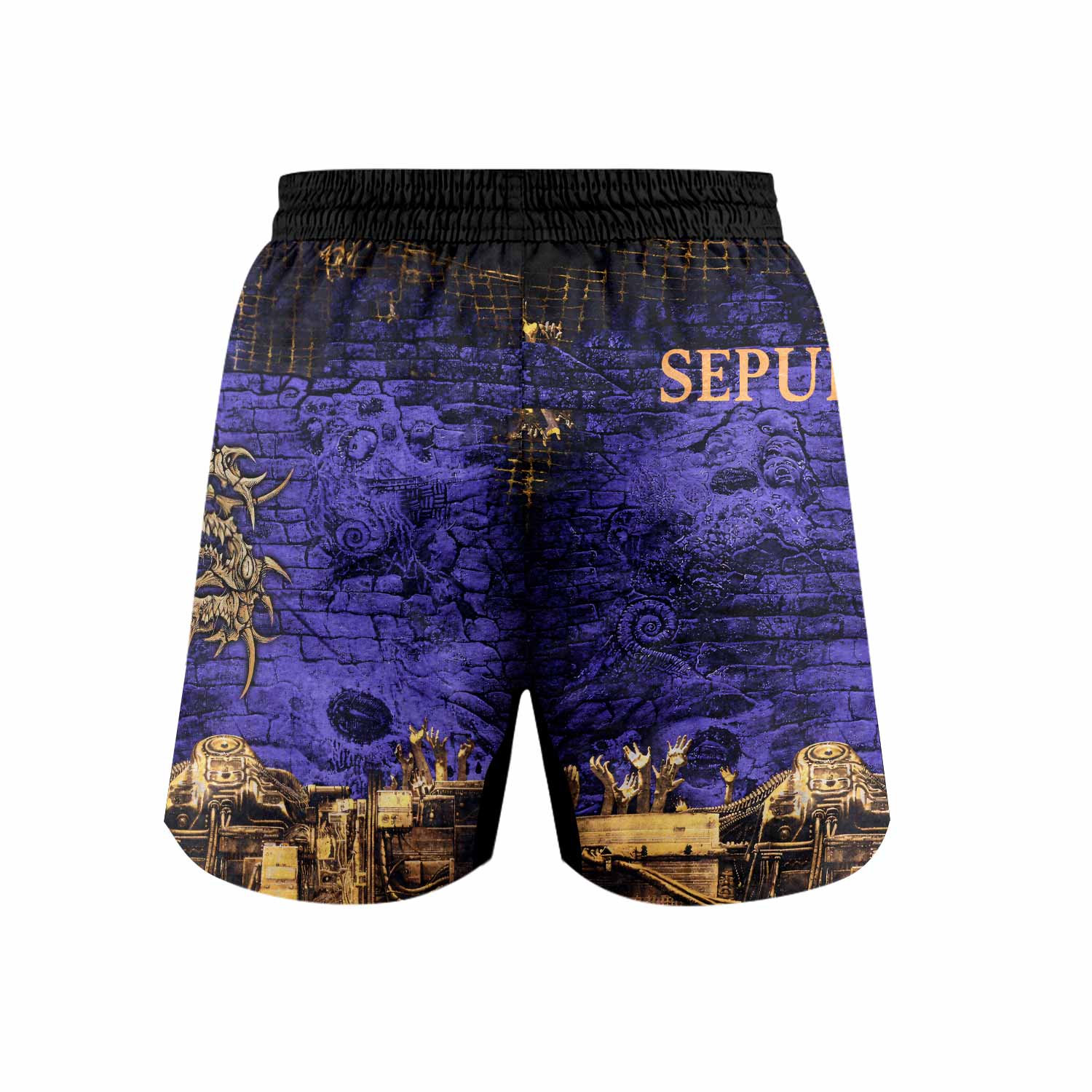 Sepultura Chaos A.D 90s Grappling Shorts - back view mockup