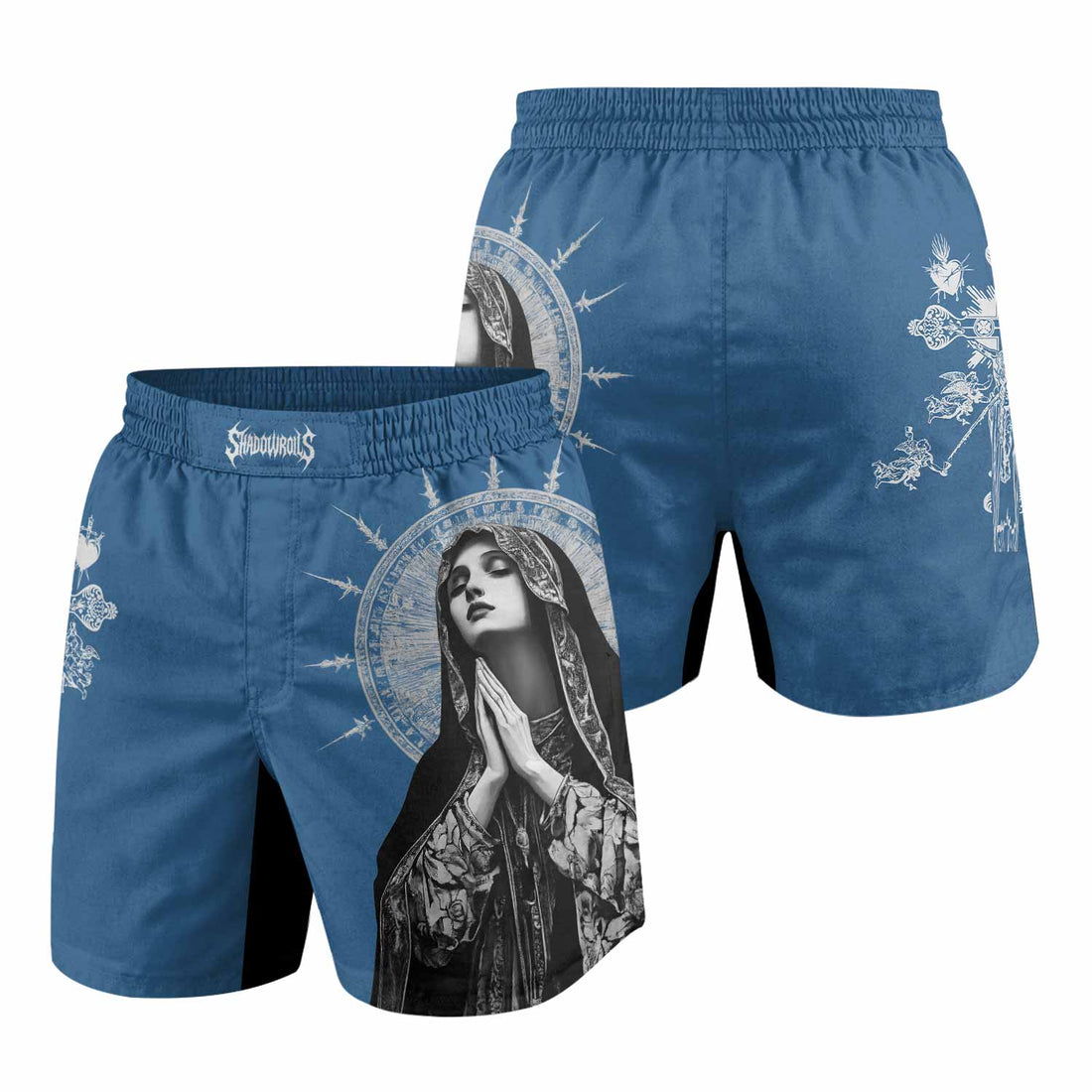 Our Lady of Sorrows Grappling Shorts - front and back view