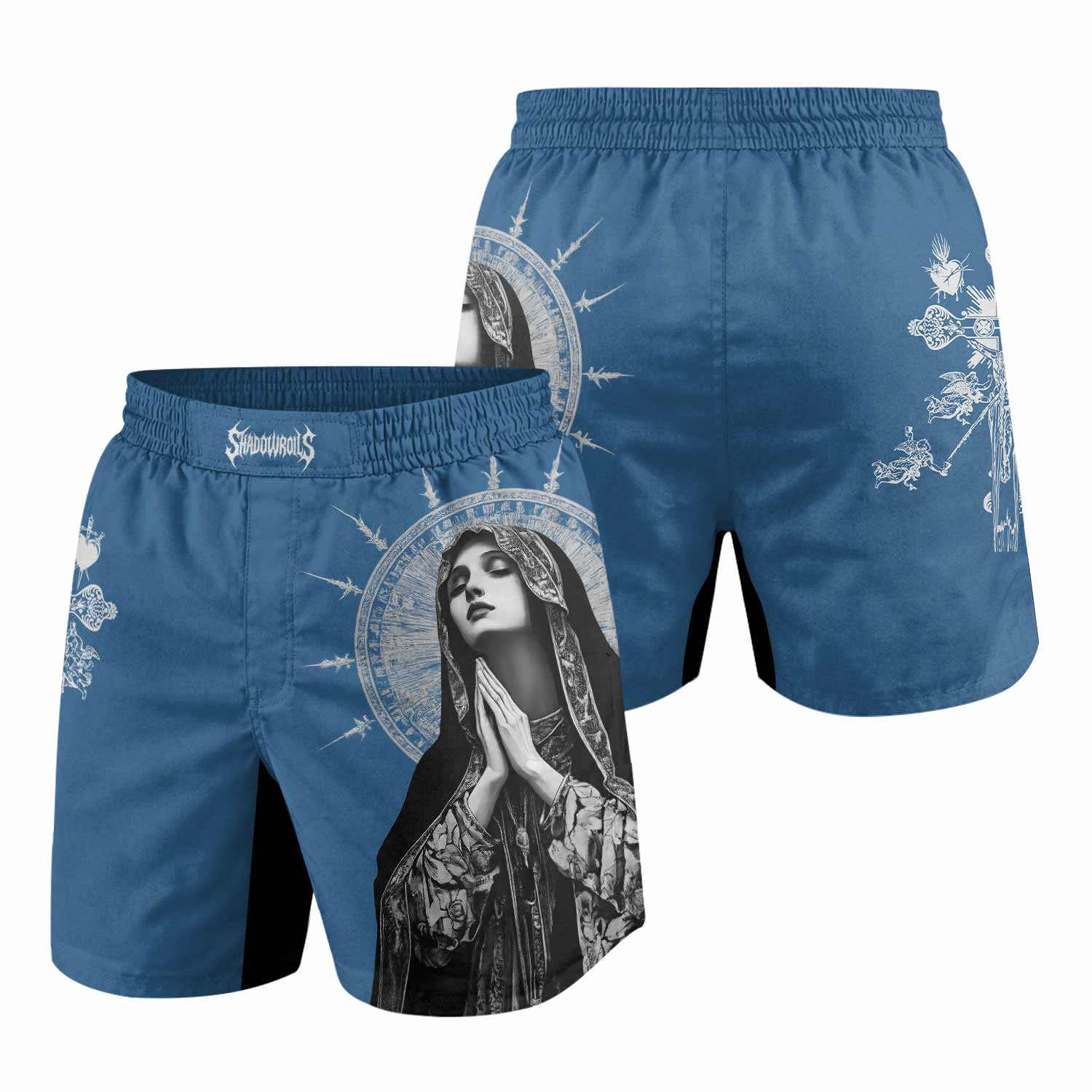 Our Lady of Sorrows Grappling Shorts - front and back view