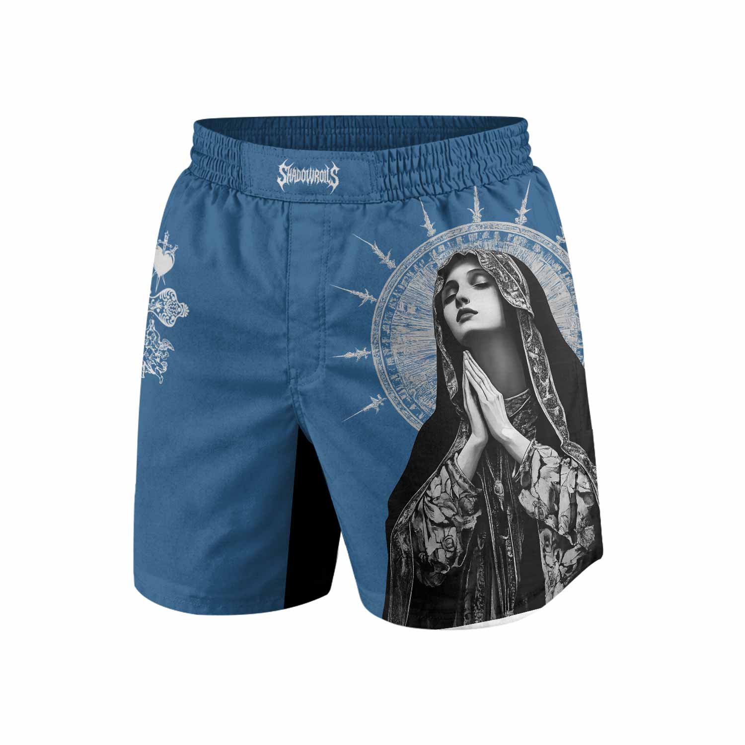 Our Lady of Sorrows Grappling Shorts - front view mockup