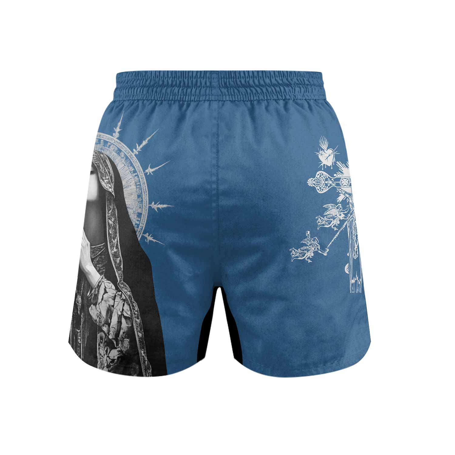 Our Lady of Sorrows Grappling Shorts - back view mockup