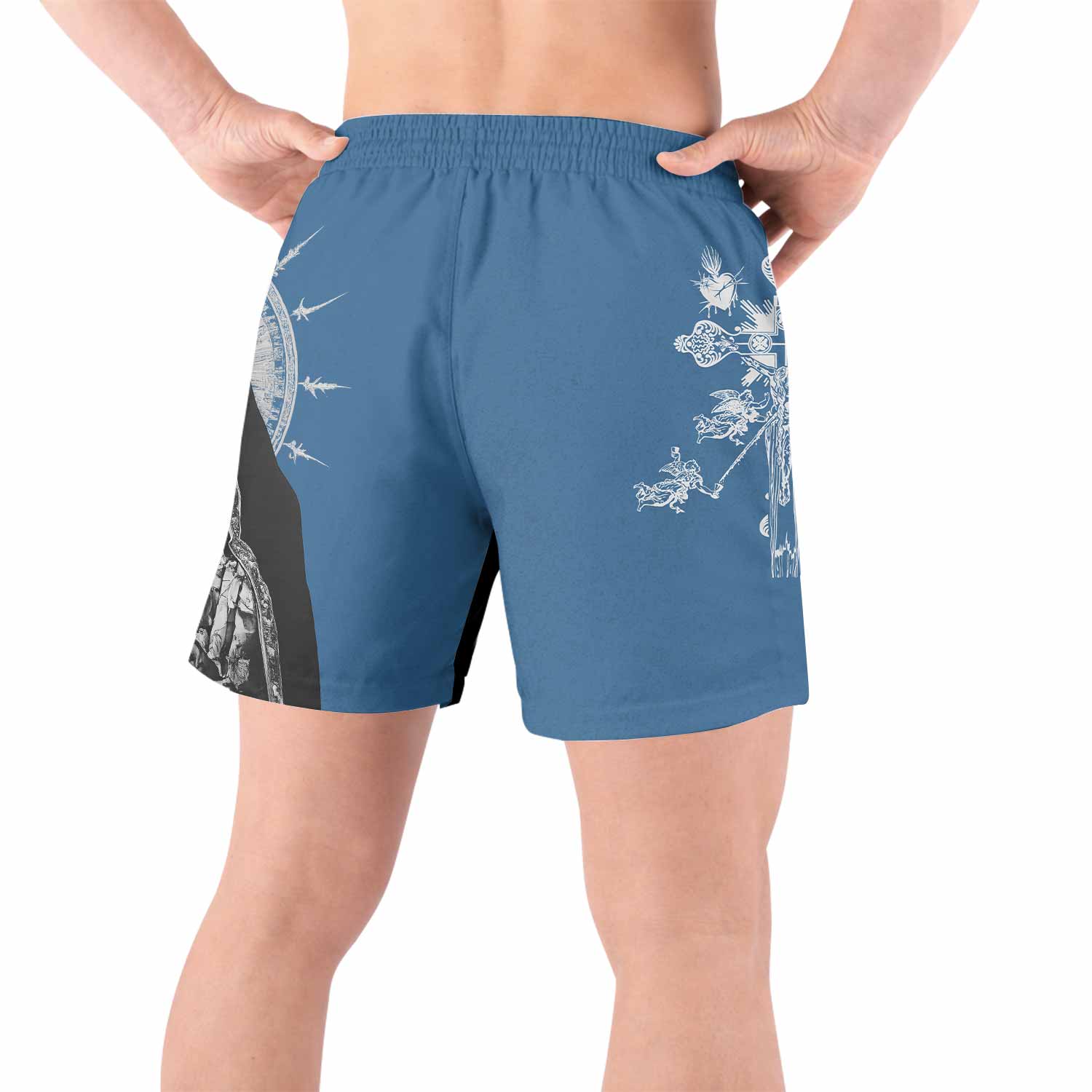 Our Lady of Sorrows Grappling Shorts - back view lifestyle