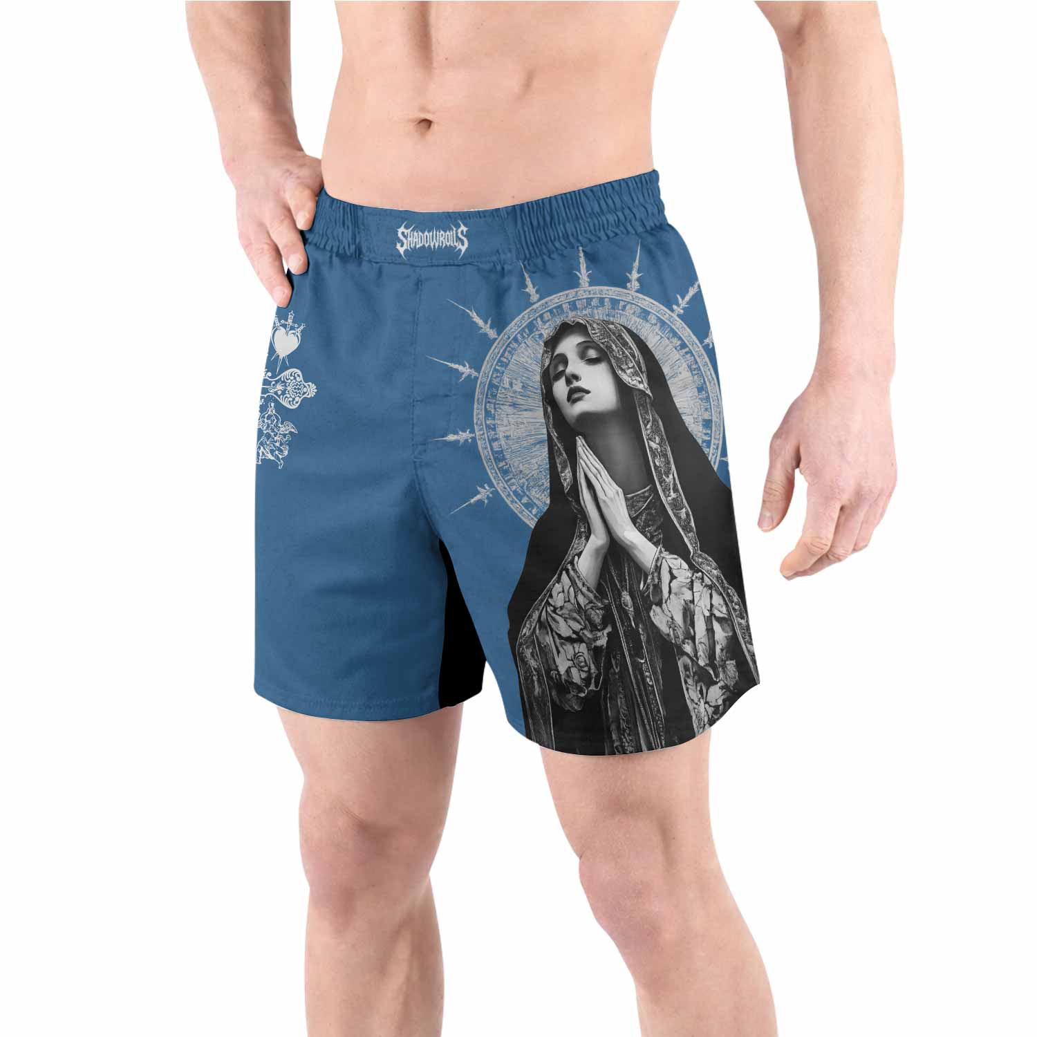 Our Lady of Sorrows Grappling Shorts - front view lifestyle