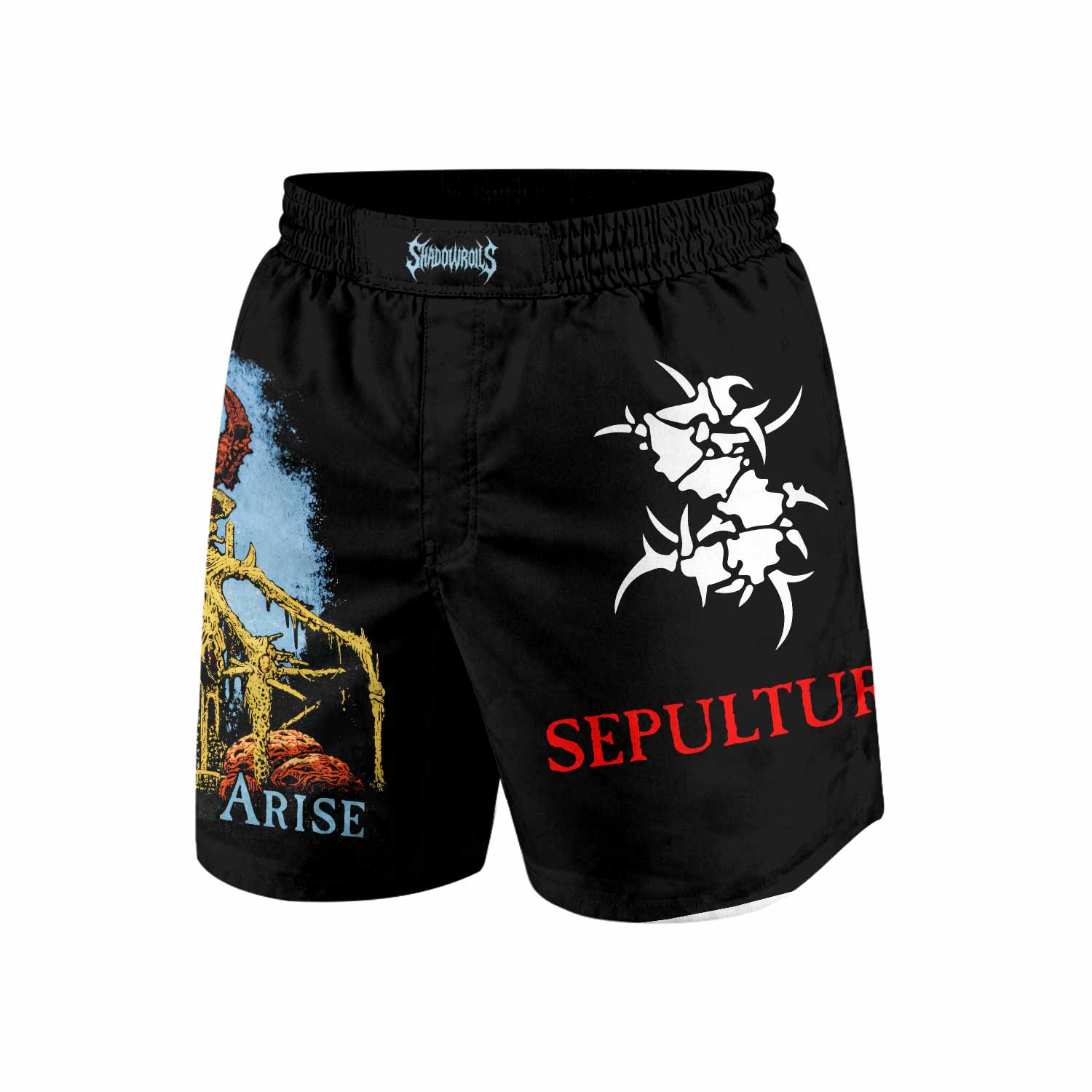 Sepultura Arise Grappling Shorts - front view mockup