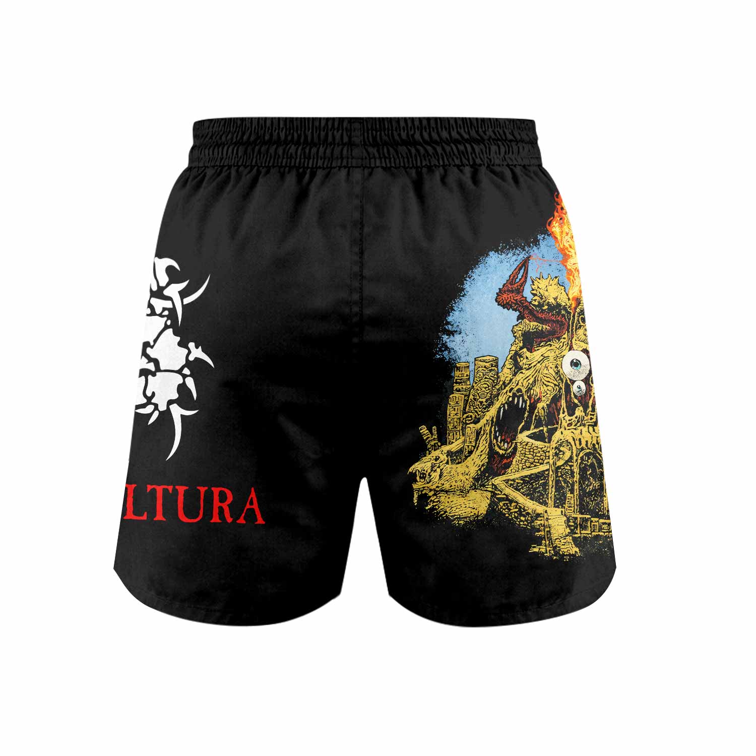 Sepultura Arise Grappling Shorts - back view mockup