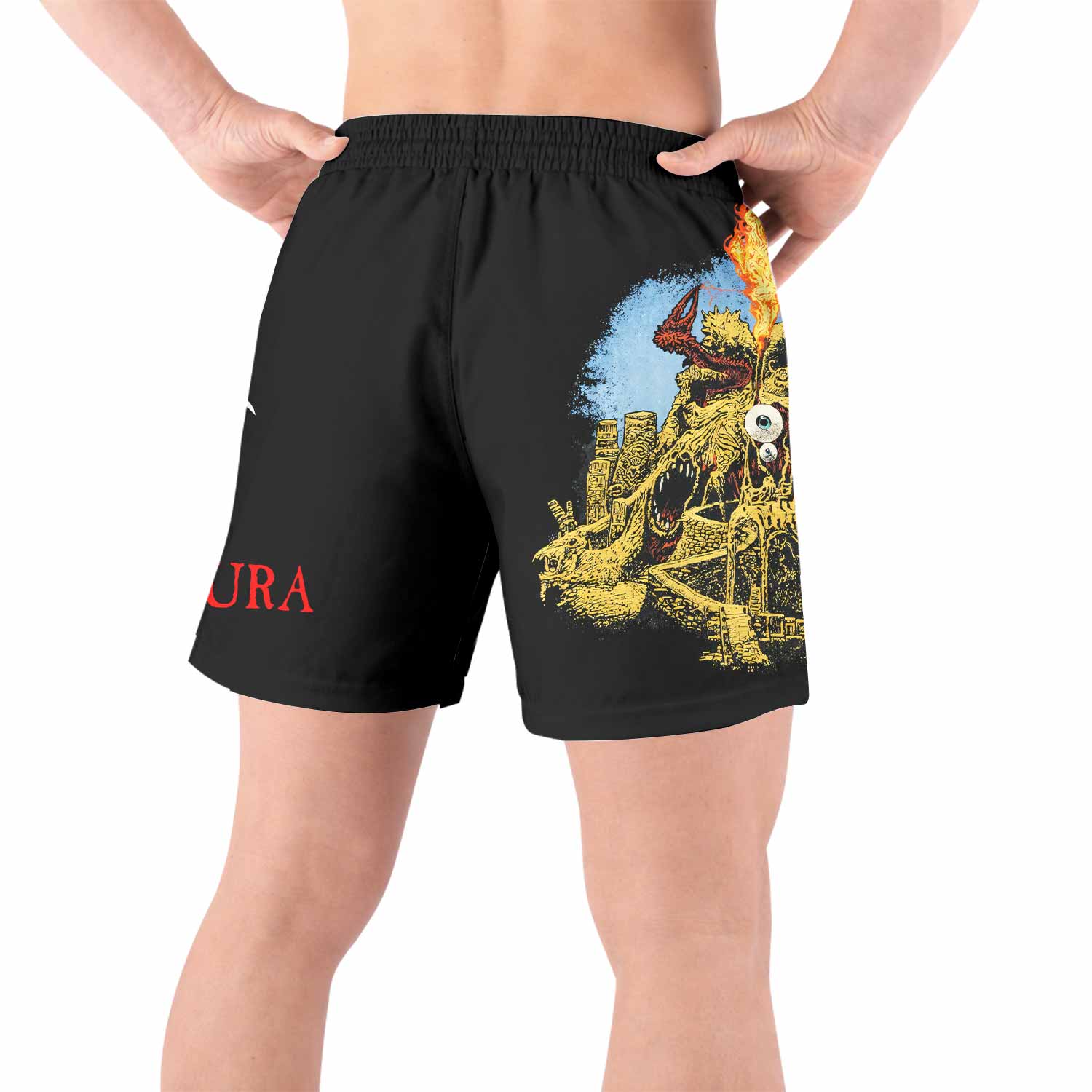 Sepultura Arise Grappling Shorts - back view lifestyle