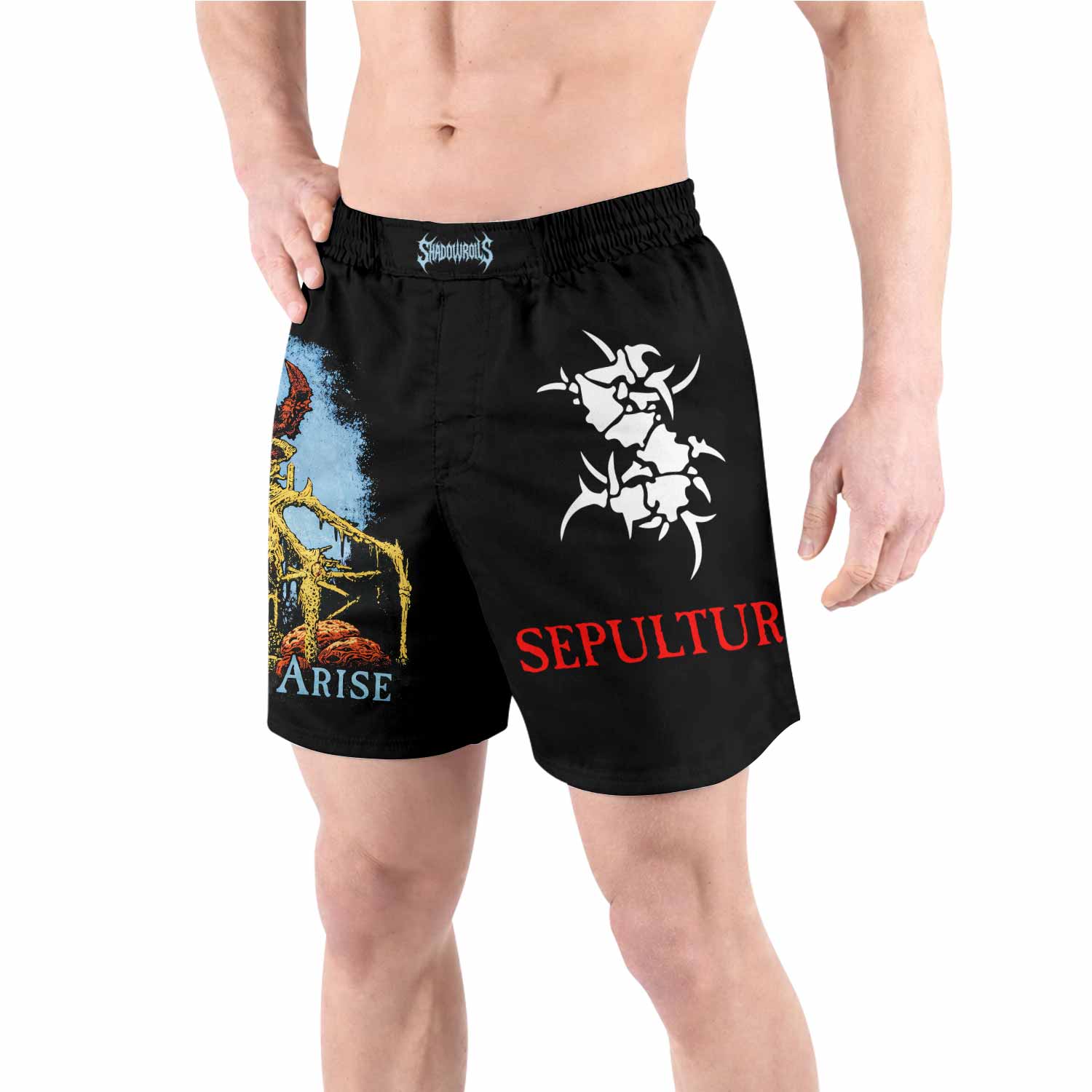 Sepultura Arise Grappling Shorts - front view lifestyle