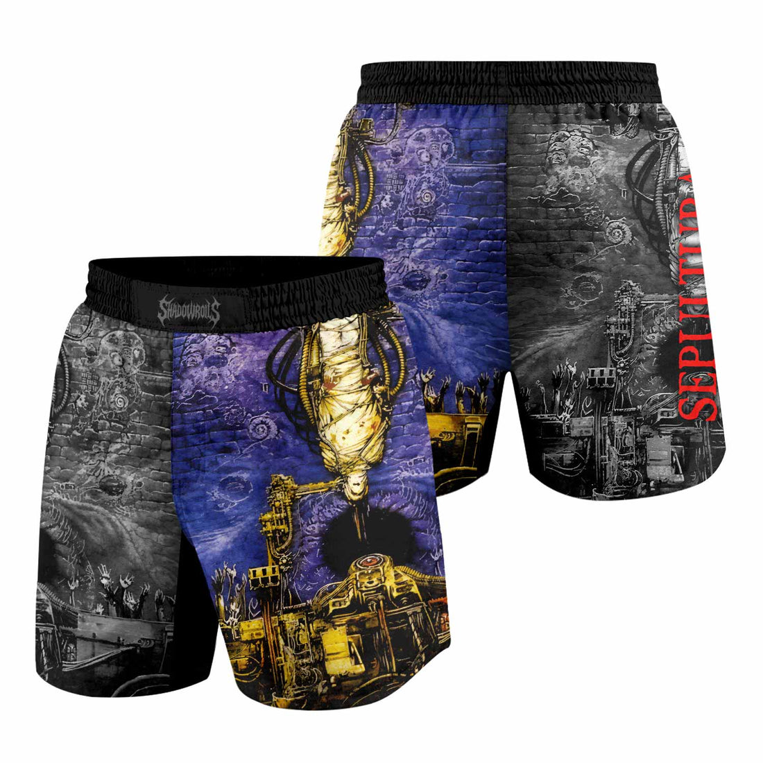 Sepultura Chaos A.D Grappling Shorts - front and back view