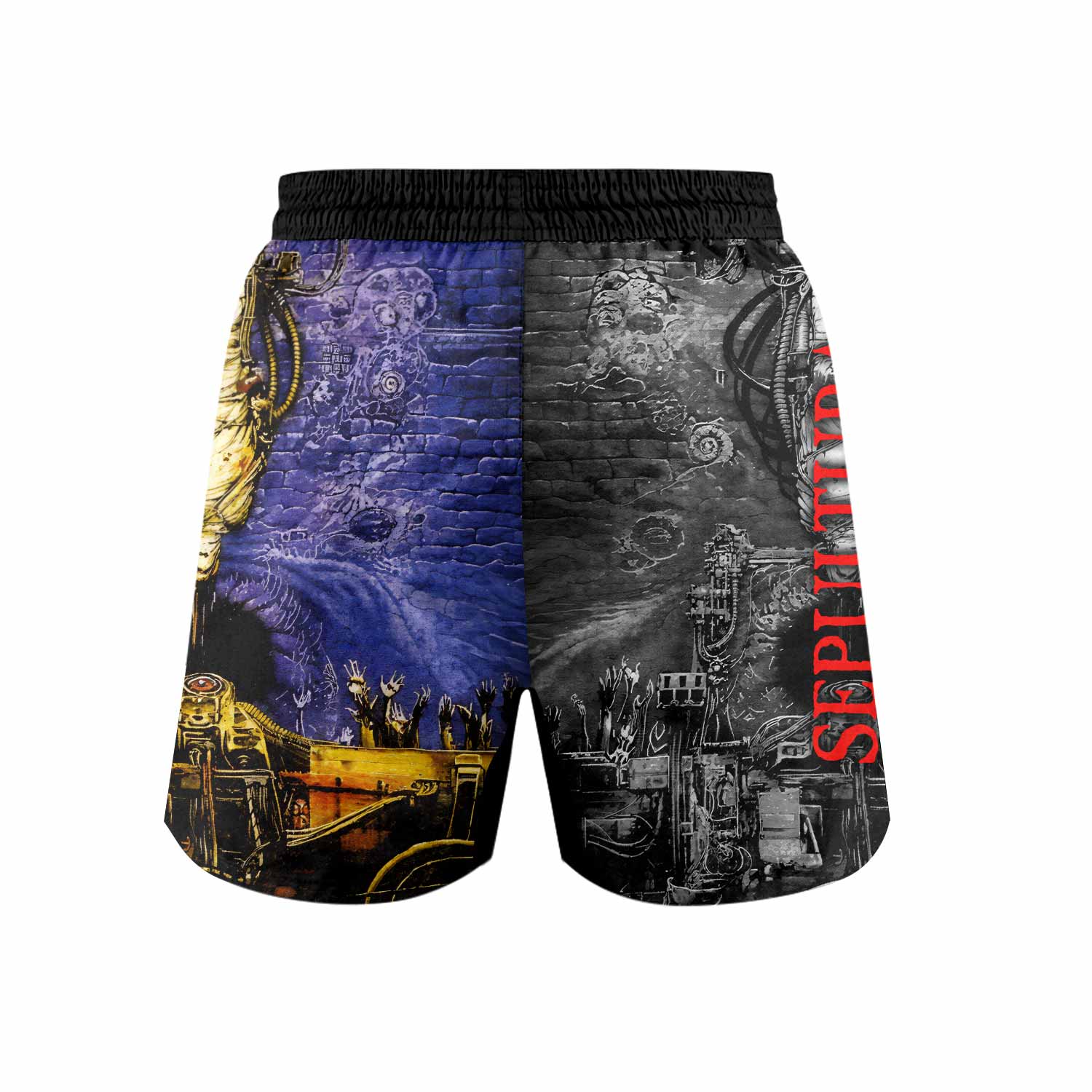 Sepultura Chaos A.D Grappling Shorts - back view mockup