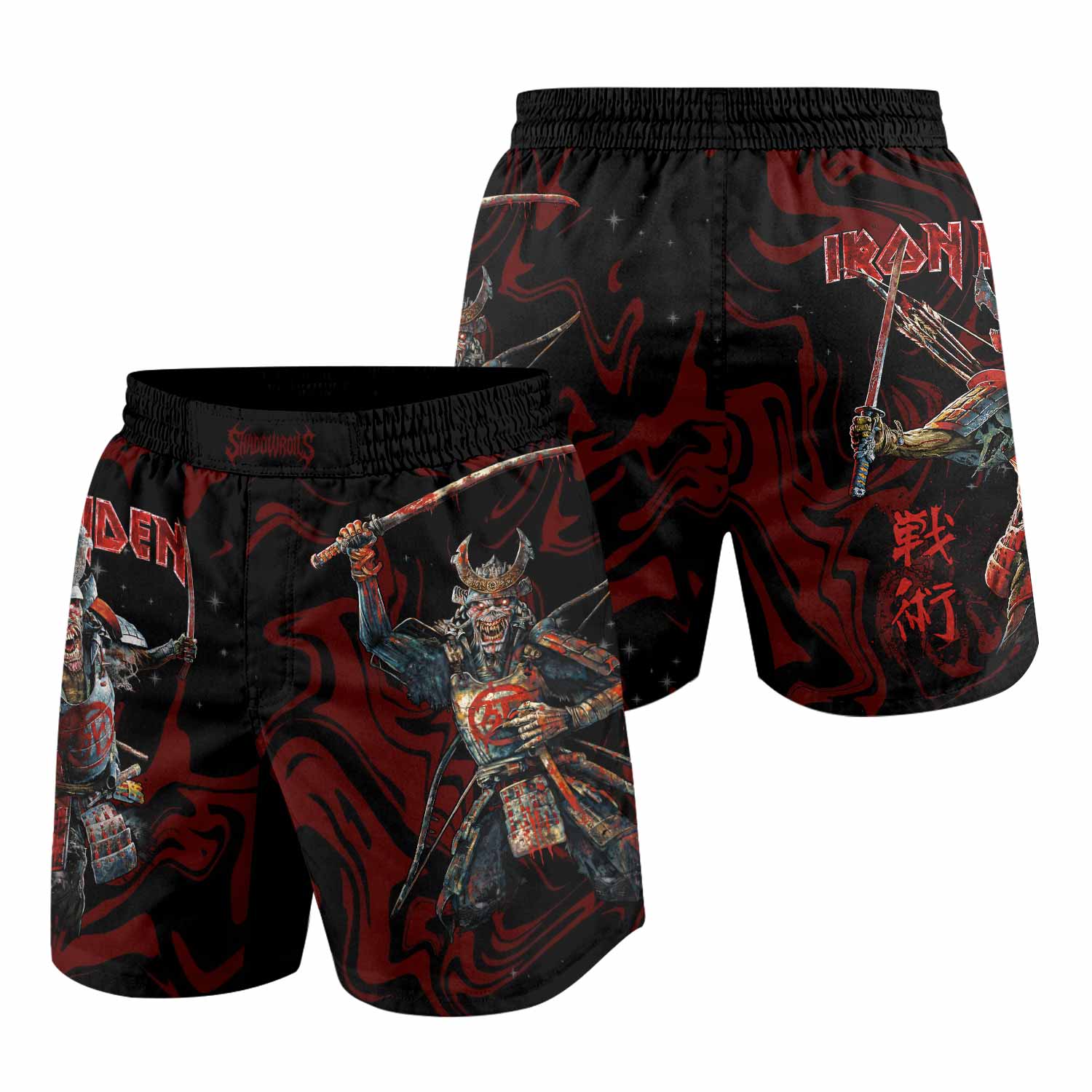 Iron Maiden Senjutsu Samurai Eddie Grappling Shorts - front and back view