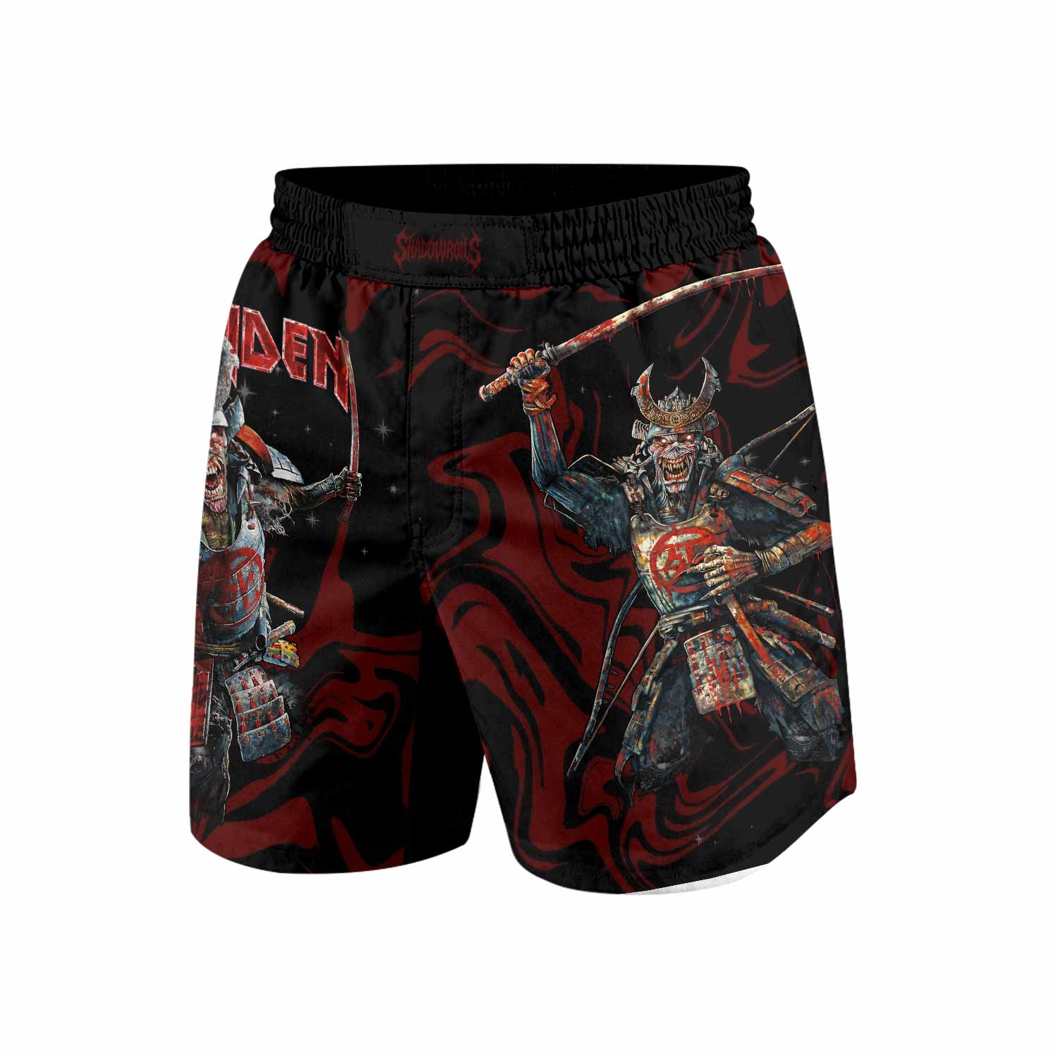 Iron Maiden Senjutsu Samurai Eddie Grappling Shorts - front view mockup