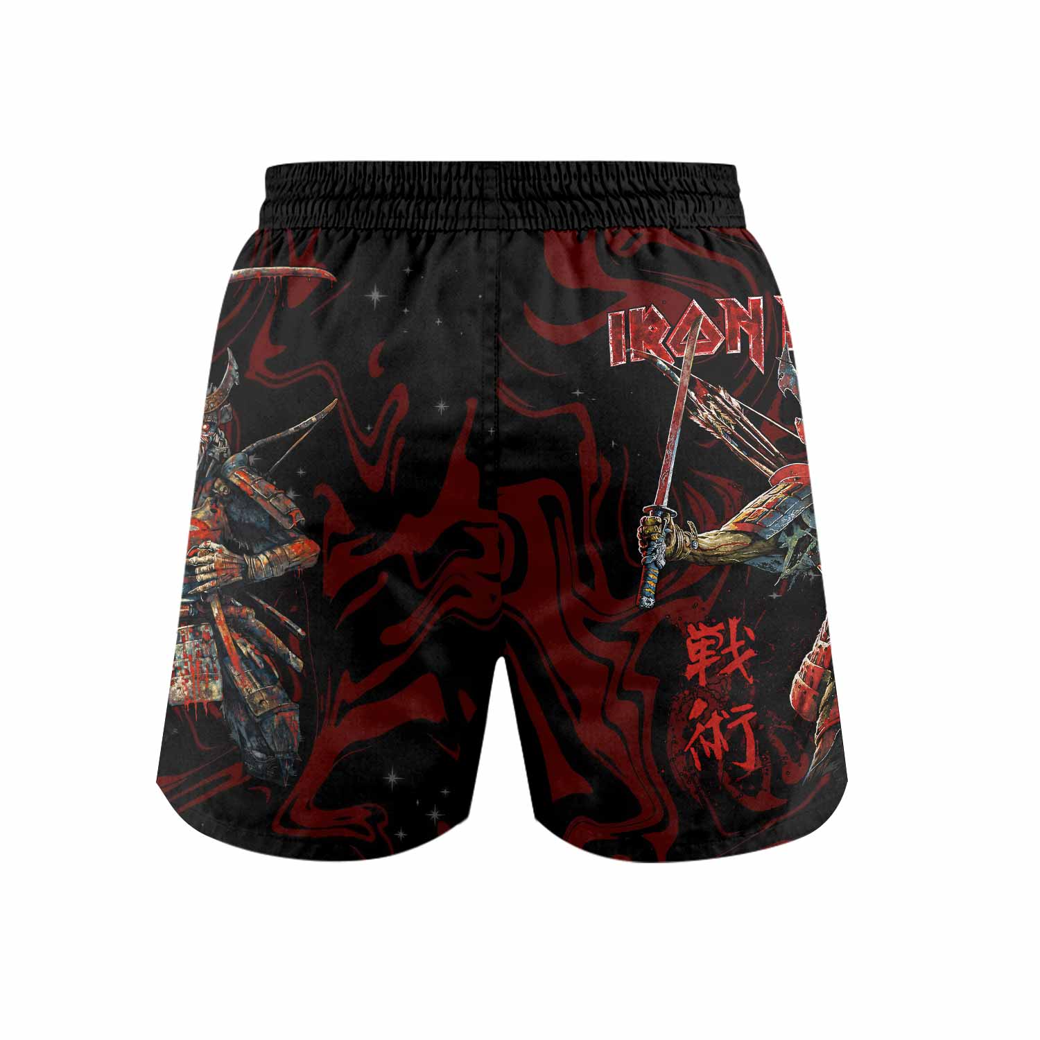 Iron Maiden Senjutsu Samurai Eddie Grappling Shorts - back view mockup