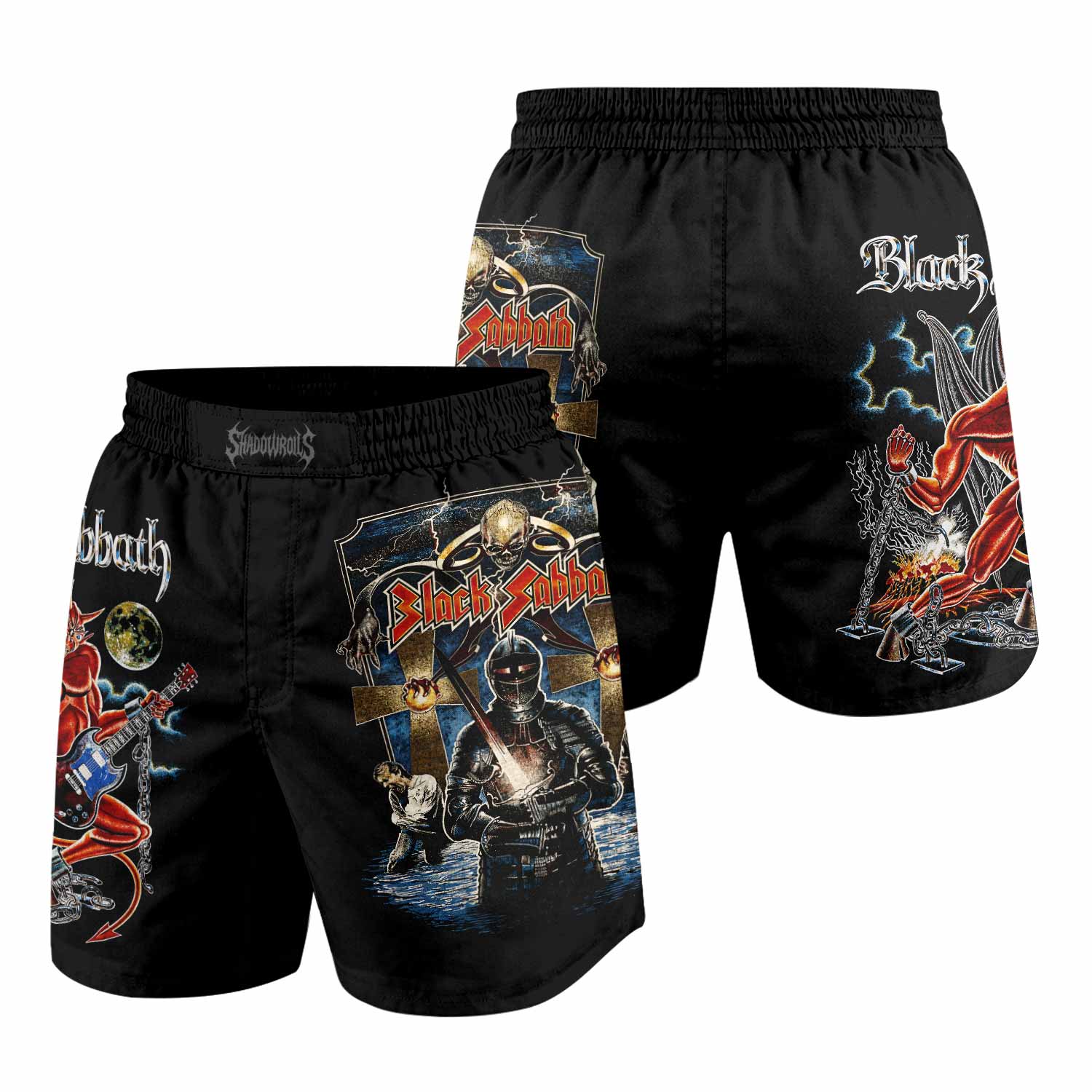 Black Sabbath Live Evil Grappling Shorts - front and back view