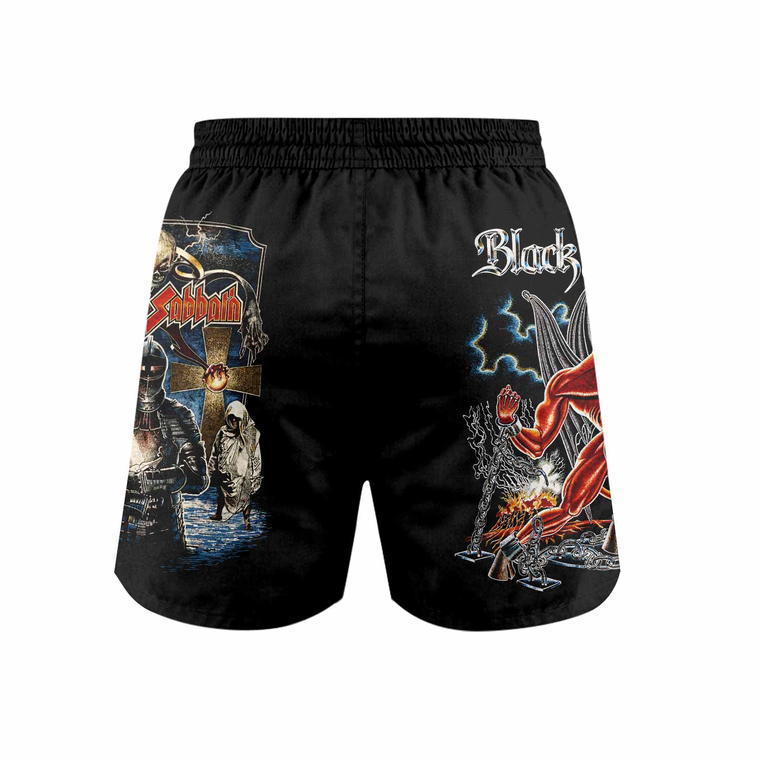 Black Sabbath Live Evil Grappling Shorts - back view mockup