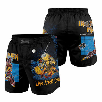 Iron Maiden Live After Death Grappling Shorts - front and back view