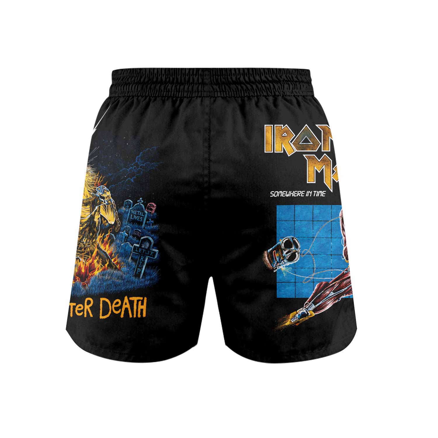 Iron Maiden Live After Death Grappling Shorts - back view mockup