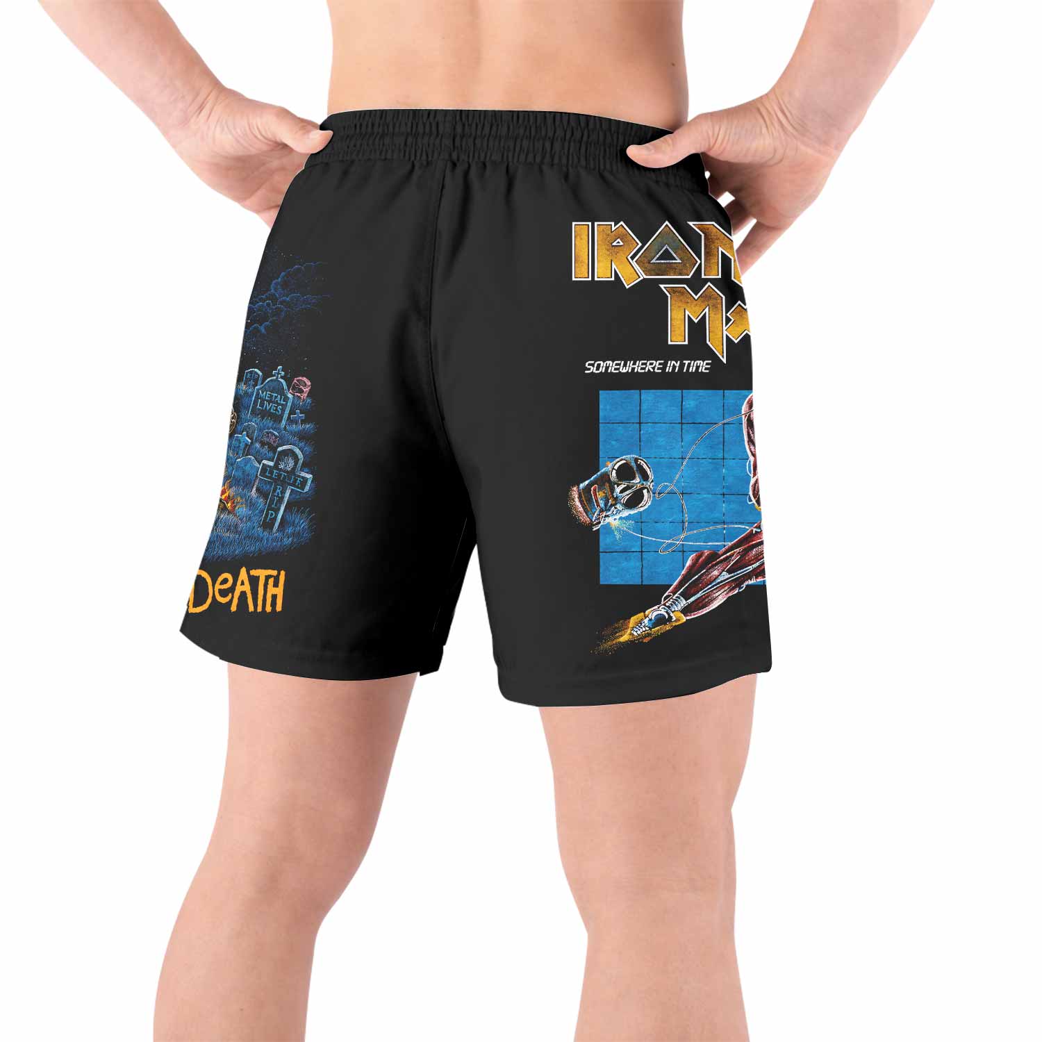 Iron Maiden Live After Death Grappling Shorts - back view lifestyle