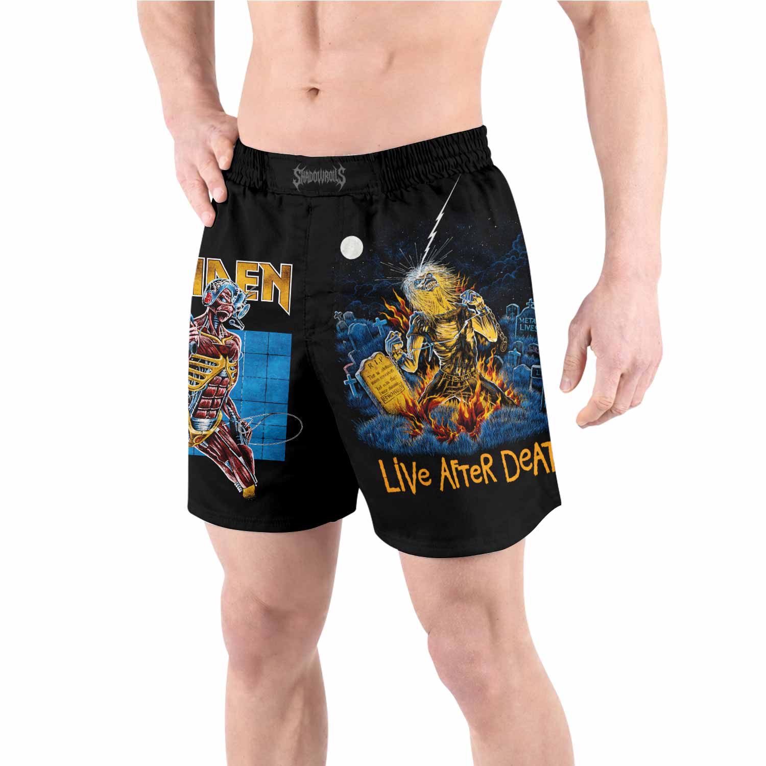 Iron Maiden Live After Death Grappling Shorts - front view lifestyle