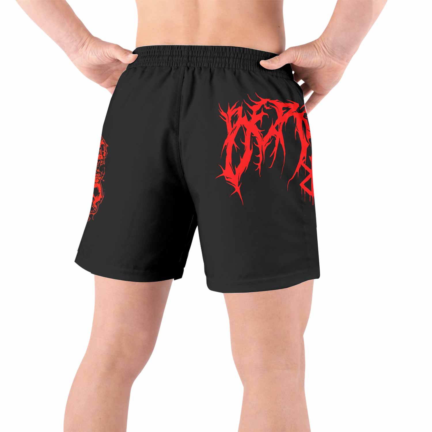 Berserk Metal Skull Knight Grappling Shorts - back view lifestyle