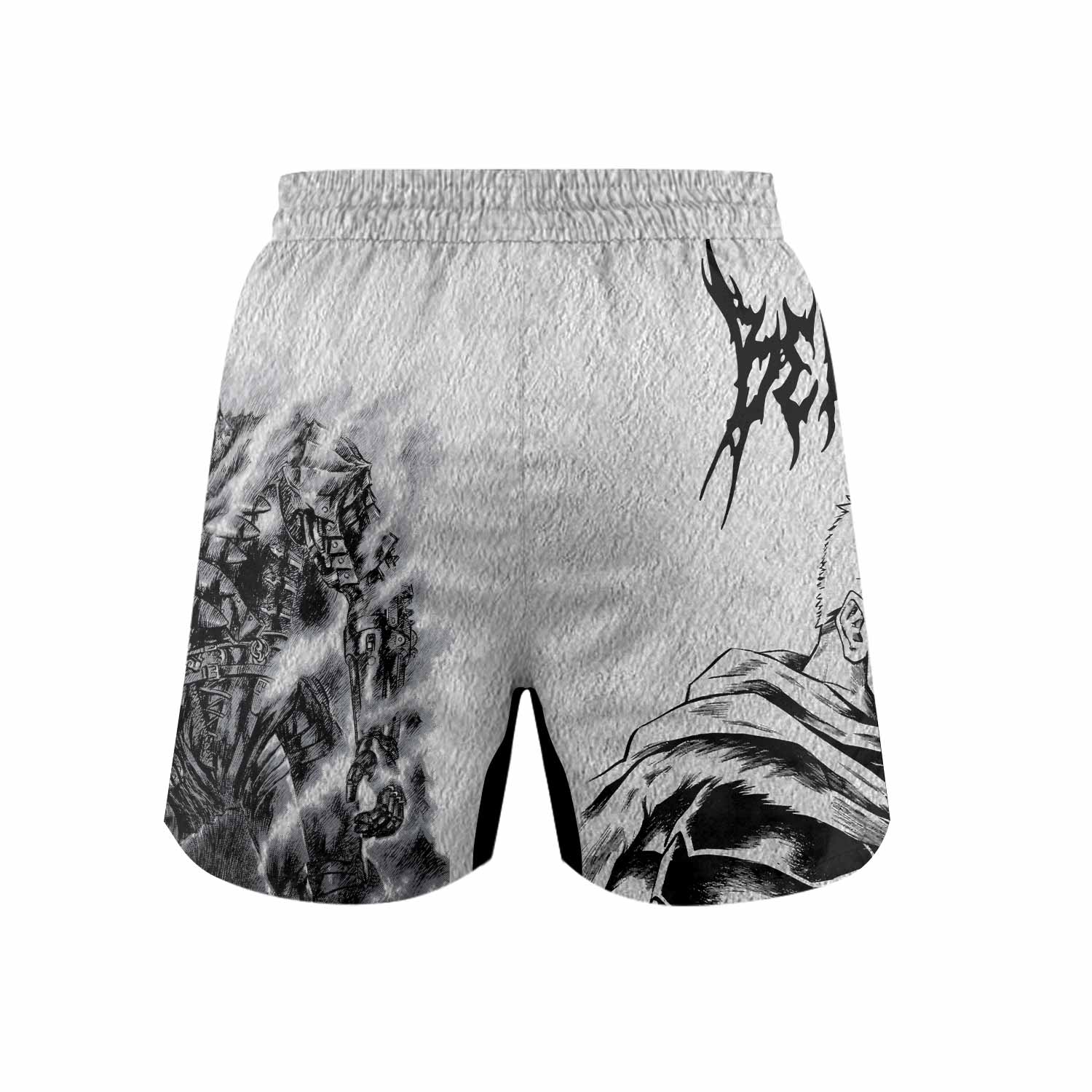 Berserk Metal Guts Grappling Shorts - back view mockup