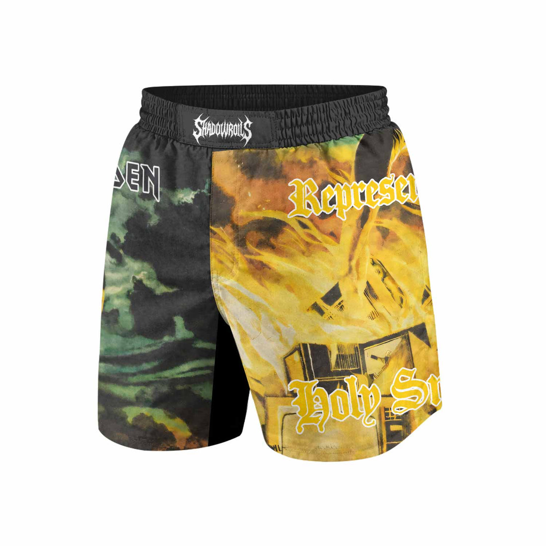Iron Maiden Holy Smoke Grappling Shorts - front and back view