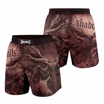 Bones of Grace Dark Angel Grappling Shorts - front and back view