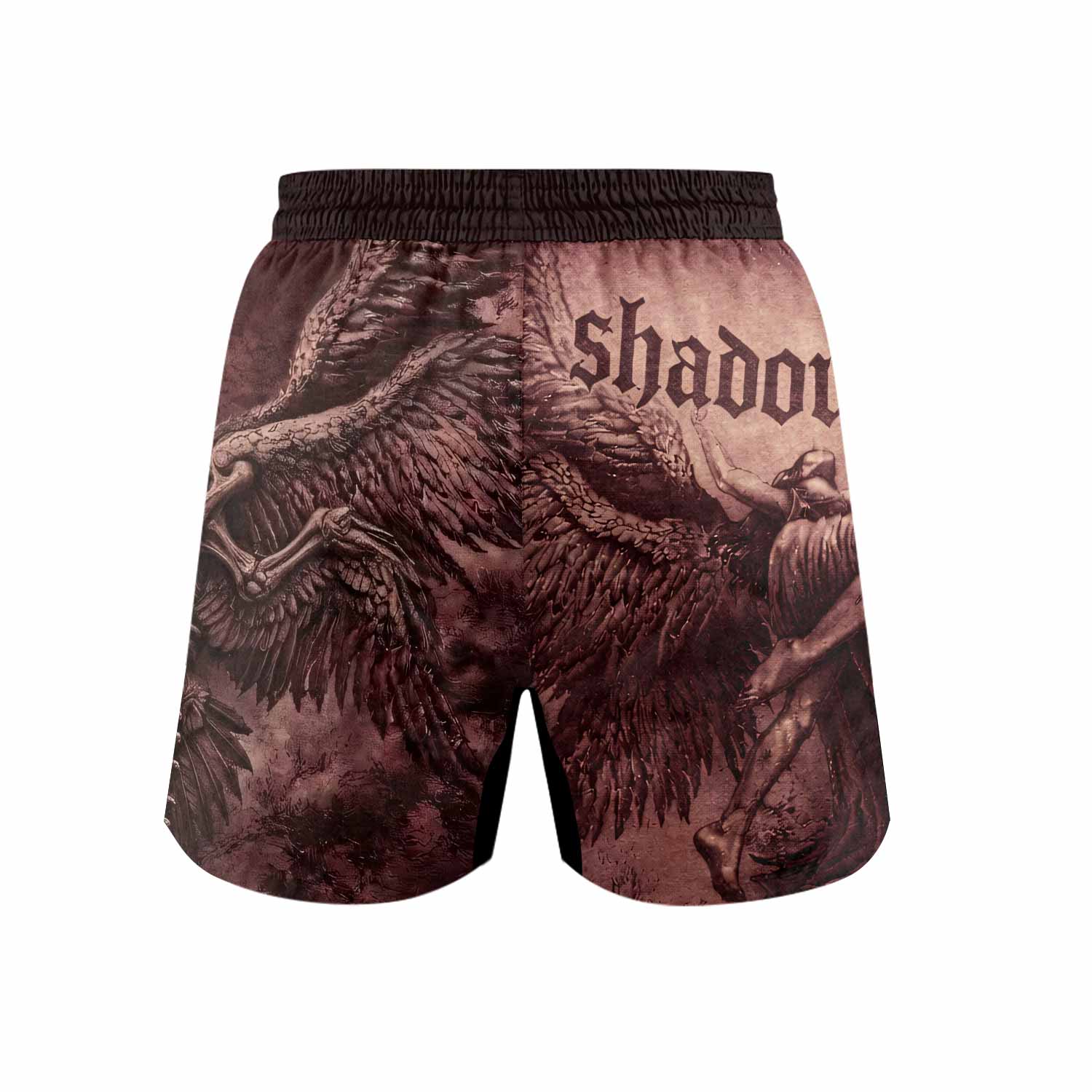 Bones of Grace Dark Angel Grappling Shorts - back view mockup