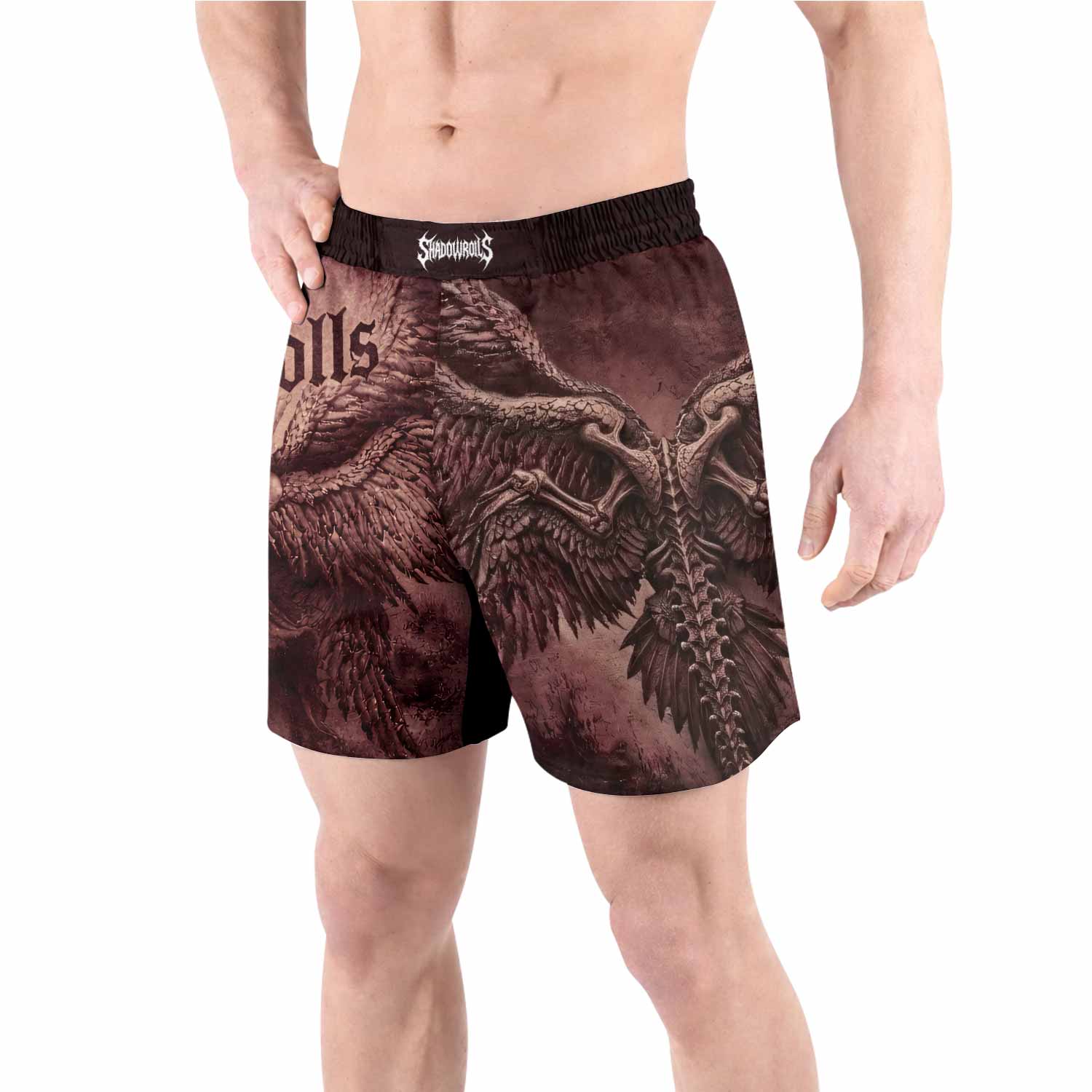 Bones of Grace Dark Angel Grappling Shorts - front view lifestyle