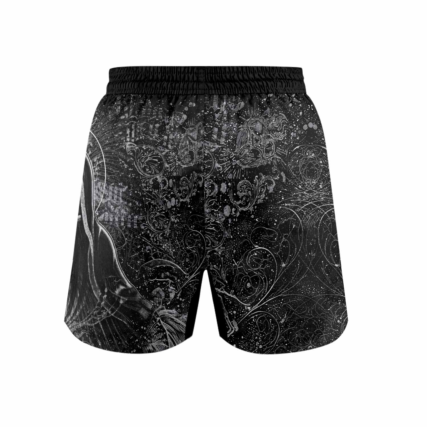 Virgin Mary Grappling Shorts - back view mockup