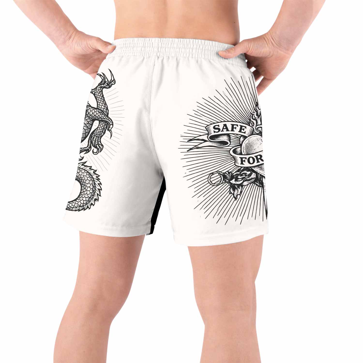 Dragon Tattoo Grappling Shorts - back view lifestyle