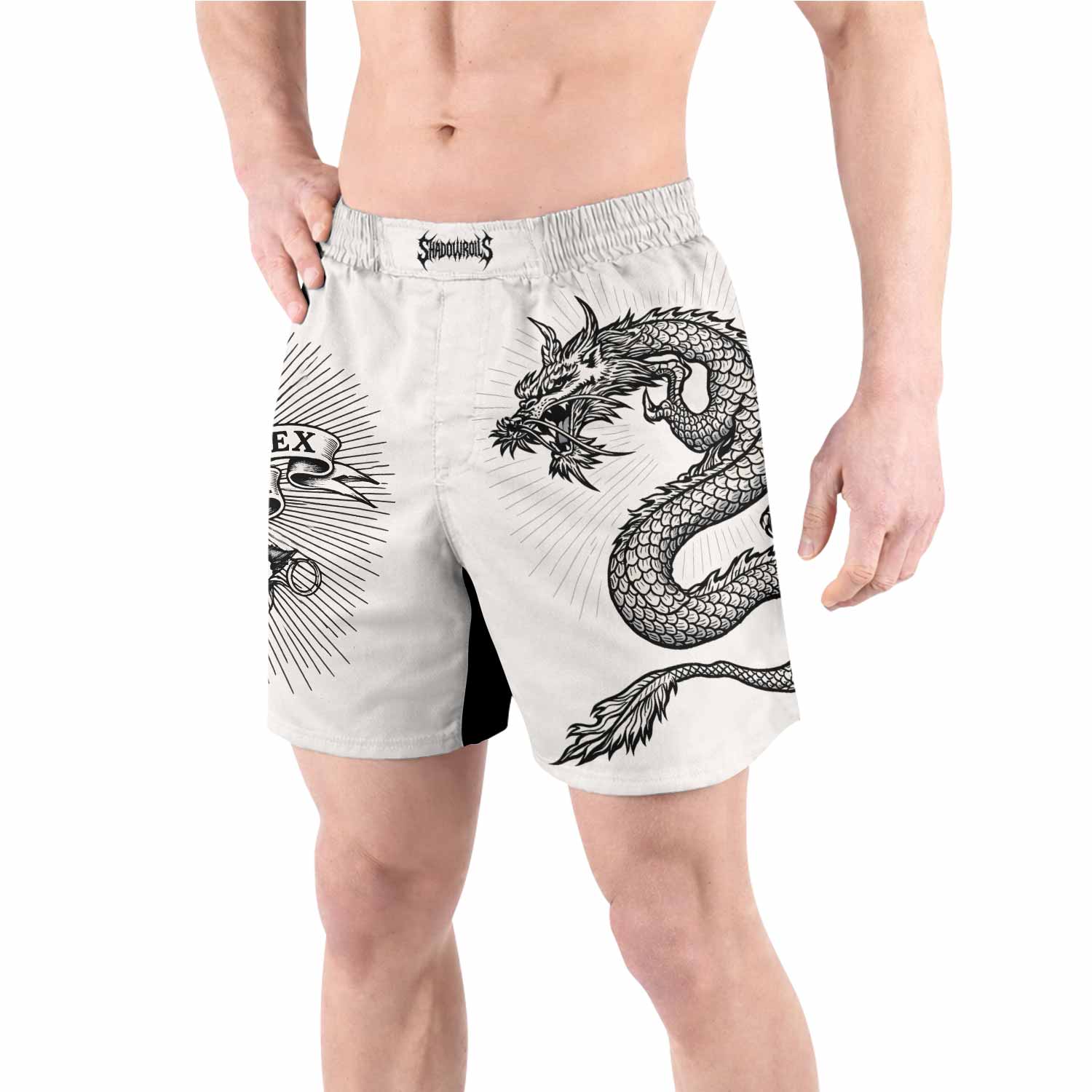 Dragon Tattoo Grappling Shorts - front view lifestyle