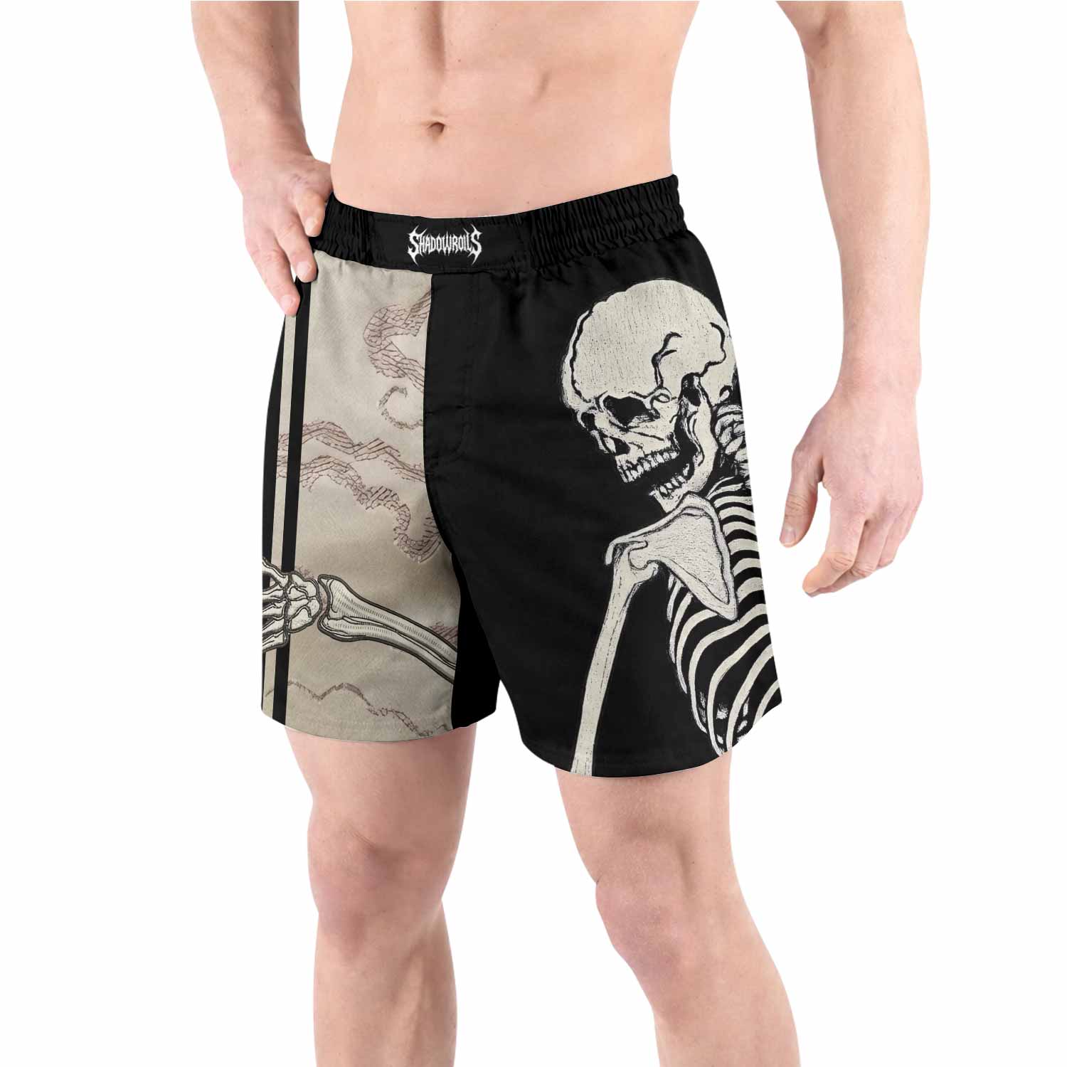 Bare Bones Skeleton Grappling Shorts - front view lifestyle