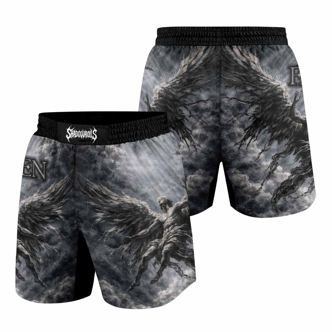 Fallen Angels Grappling Shorts - front and back view