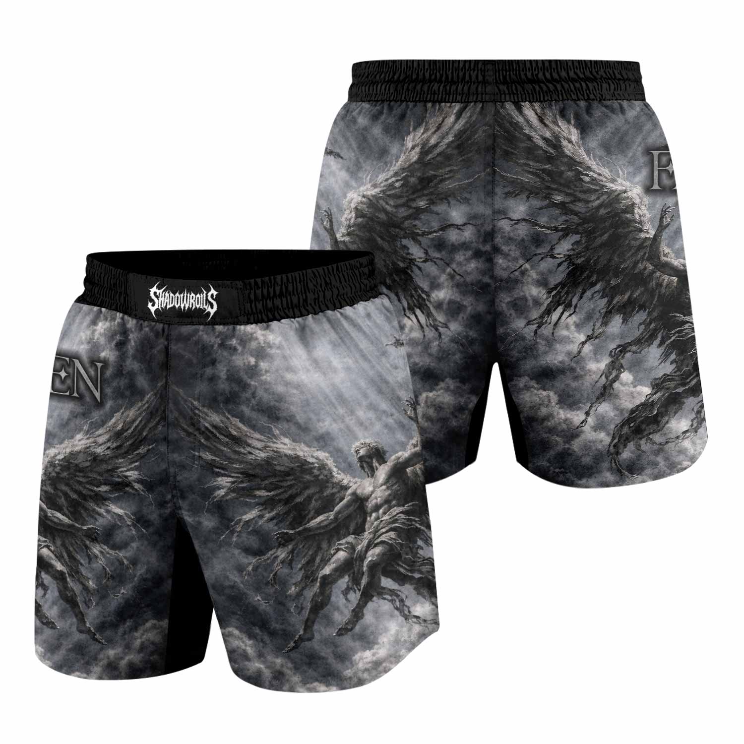 Fallen Angels Grappling Shorts - front and back view