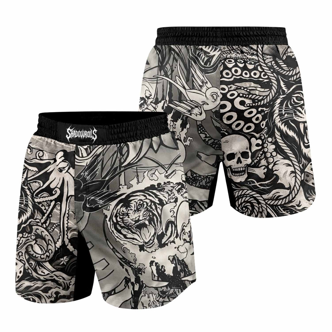 Savage Ocean Irezumi Grappling Shorts - front and back view