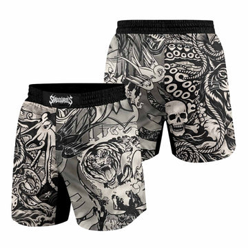 Savage Ocean Irezumi Grappling Shorts - front and back view