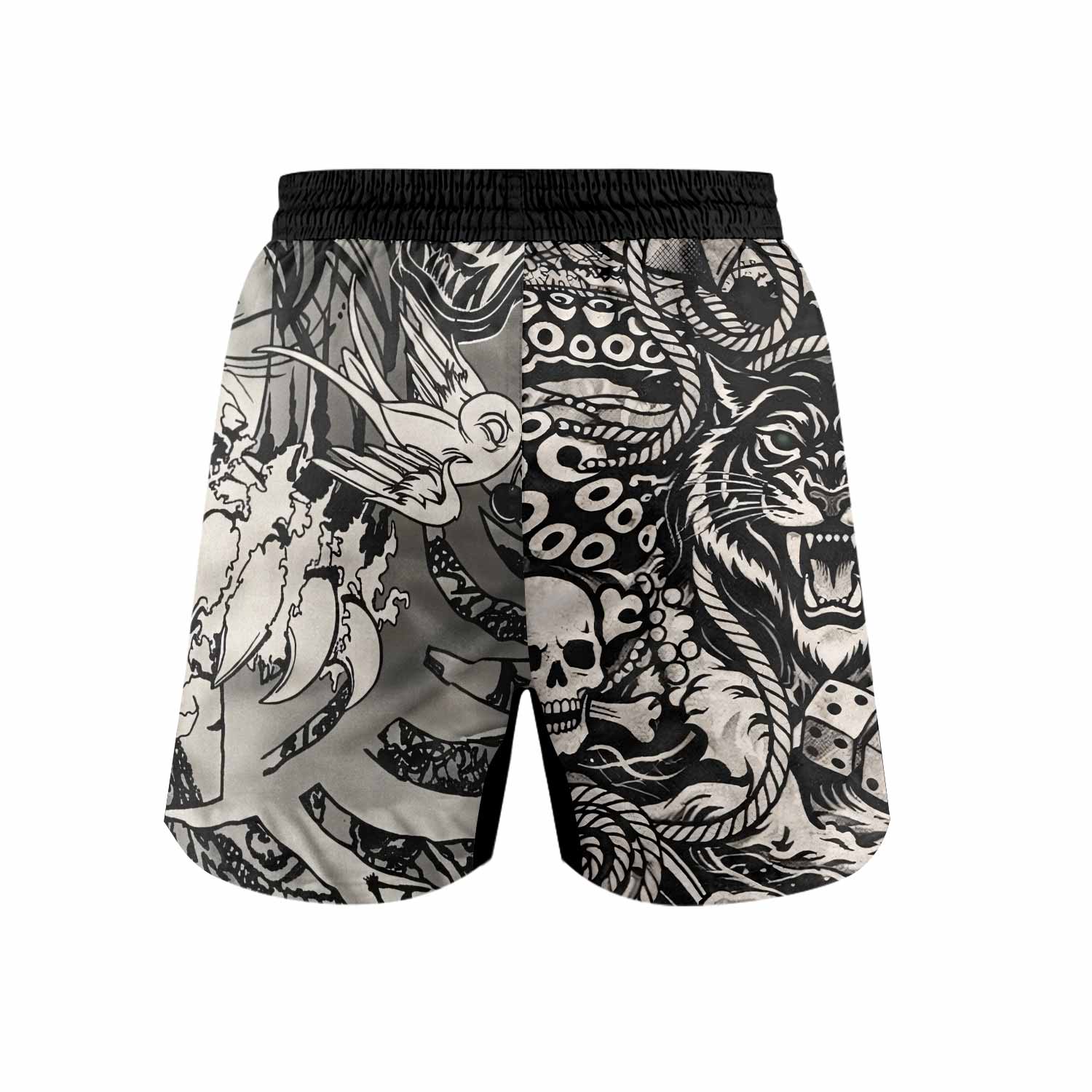 Savage Ocean Irezumi Grappling Shorts - back view mockup