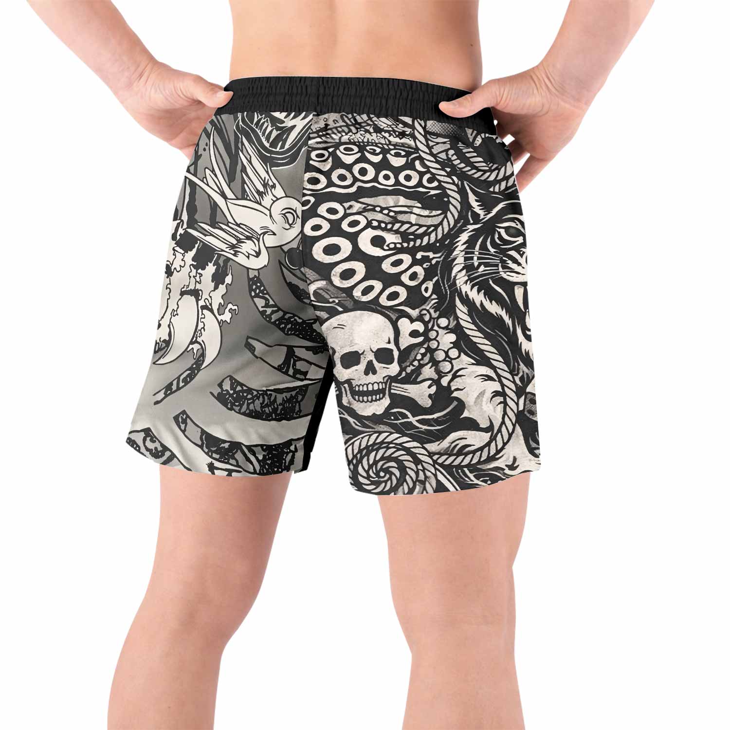 Savage Ocean Irezumi Grappling Shorts - back view lifestyle