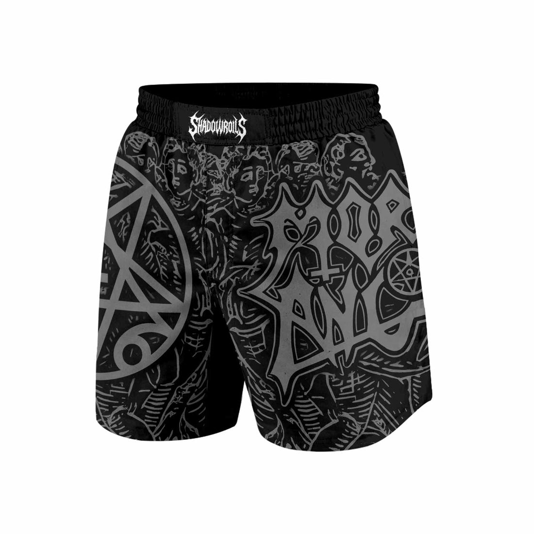 Morbid Angel Unholy Blasphemies Grappling Shorts - front and back view