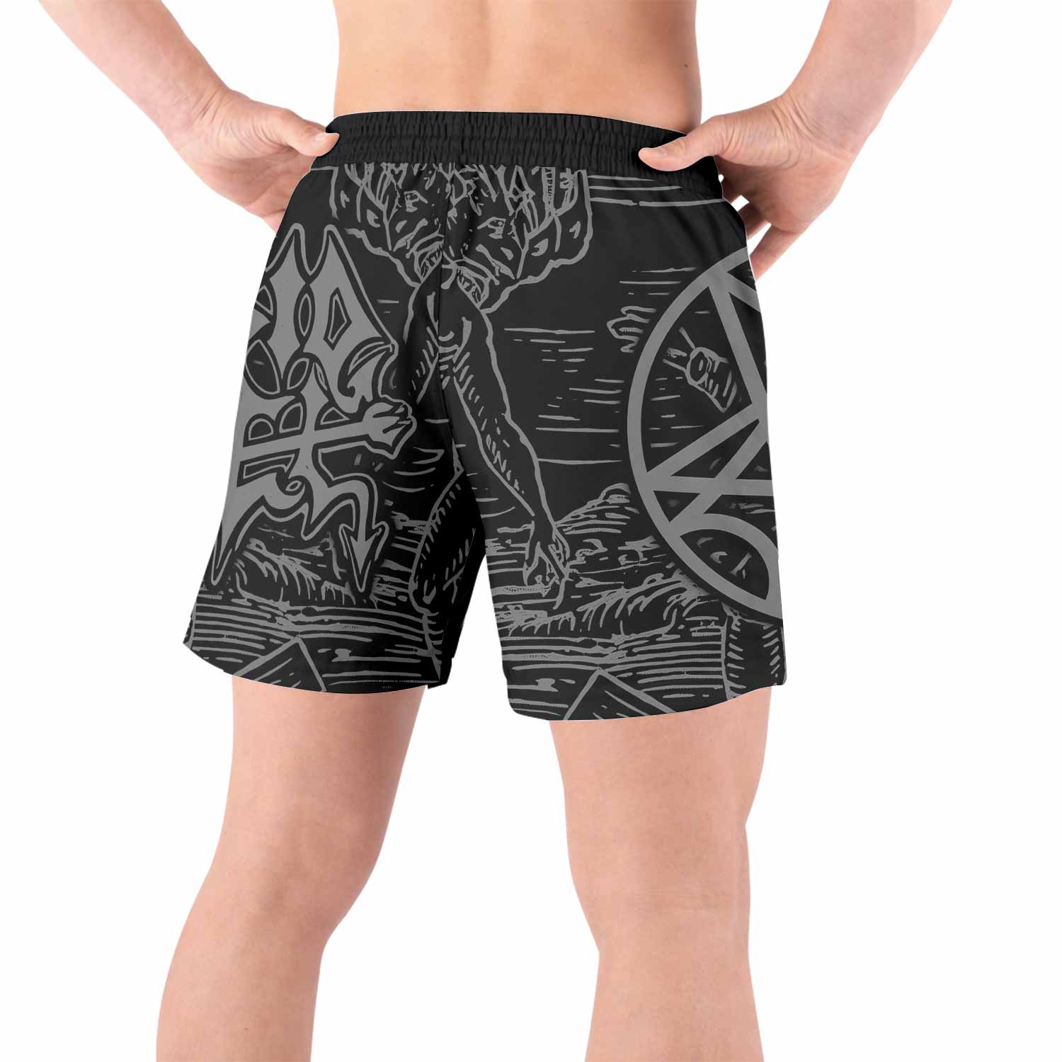Morbid Angel Unholy Blasphemies Grappling Shorts - back view lifestyle