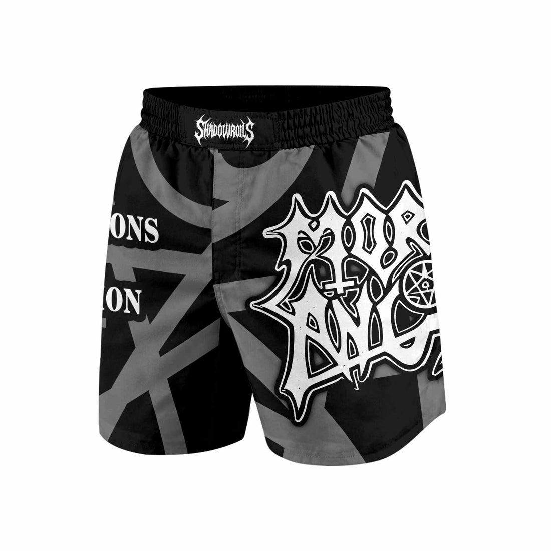 Morbid Angel Abominations of Desolation Grappling Shorts - front and back view