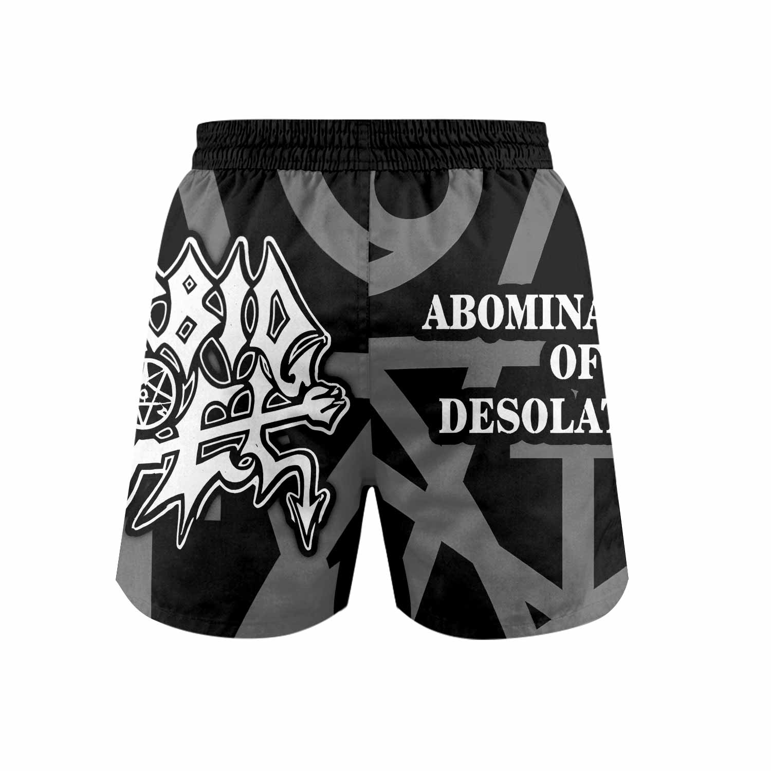 Morbid Angel Abominations of Desolation Grappling Shorts - back view mockup