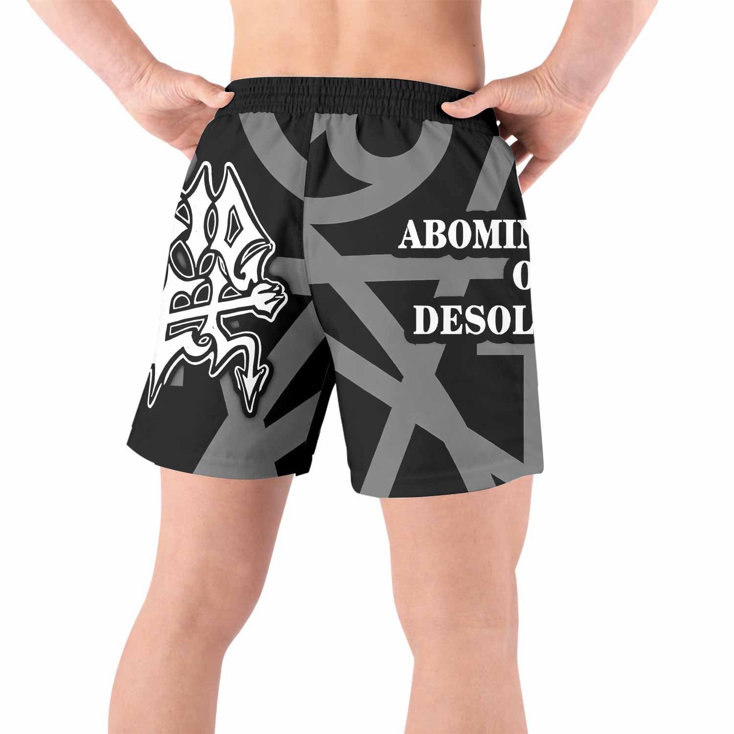 Morbid Angel Abominations of Desolation Grappling Shorts - back view lifestyle