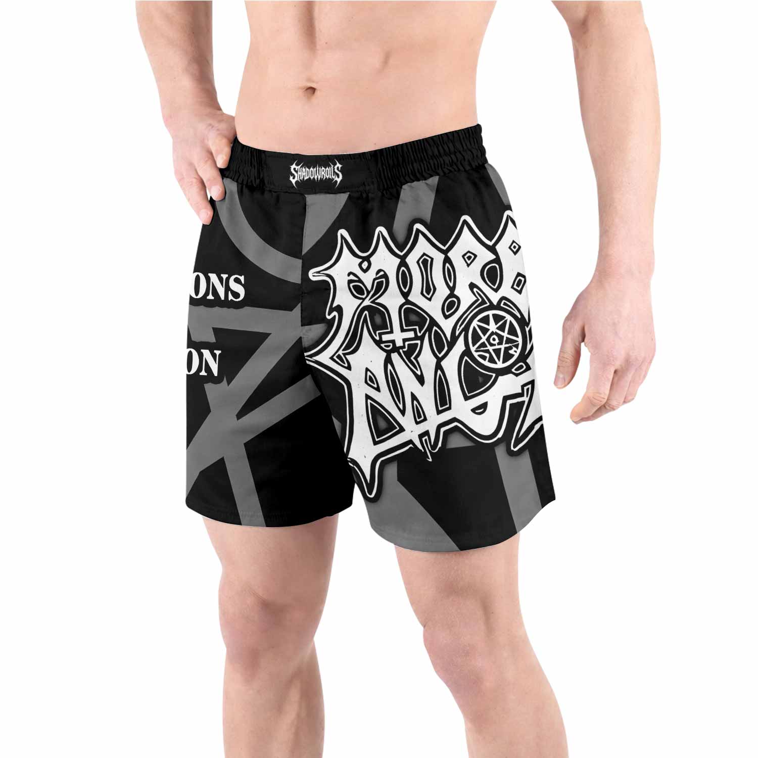 Morbid Angel Abominations of Desolation Grappling Shorts - front view lifestyle