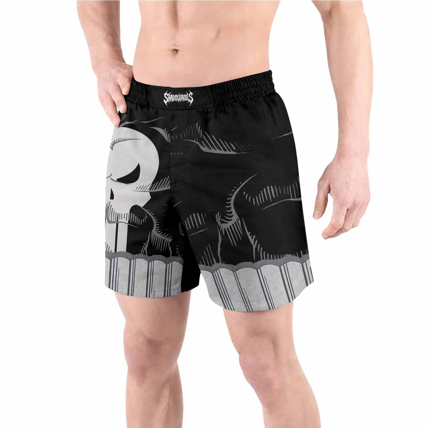Punisher Skull Tactical Grappling Shorts - front view lifestyle